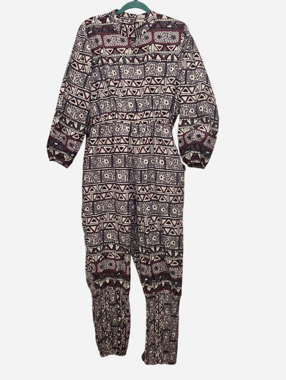Printed Ankara Jumpsuit - Black, Gray, Burgundy & White
